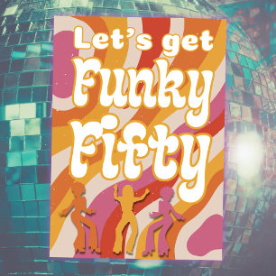 Funky Retro Dancing Woman 50th Birthday Party Invitation