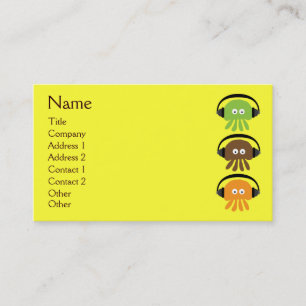 Funky Retro DJ Jellyfish With Headphones Custom Business Card