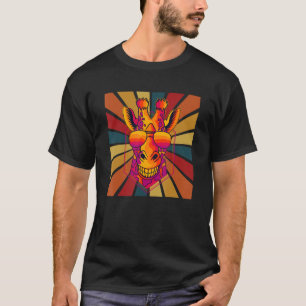 Funky Retro Giraffe With Sunglasses Colourful Desi T-Shirt