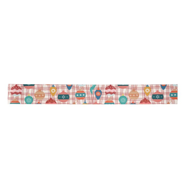 Funky retro groovy vintage nostalgic Christmas   Satin Ribbon (Front)
