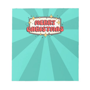 Funky retro merry christmas greeting text notepad