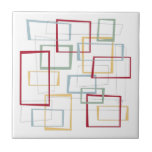 Funky Retro Mid-century Modern Squares Ceramic Til Ceramic Tile<br><div class="desc">This funky mid-century modern tile features dark red,  light blue,  soft green,  and yellow abstract squares and rectangles. It's highlighted by thin black abstract squares and rectangles. Add a pop of retro fun to your tiling project or as a cool trivet!</div>