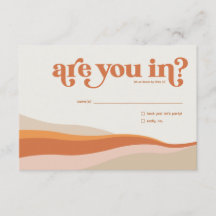 Funky Retro Orange Peach and Gold RSVP Reply Card