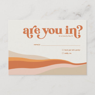 Funky Retro Orange Peach and Gold RSVP Reply Card