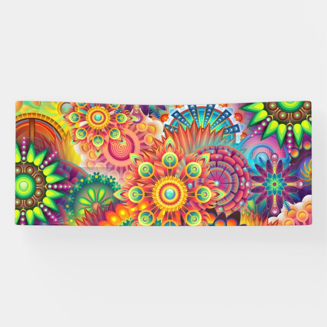 Funky Retro Pattern Abstract Bohemian Banner (Horizontal)