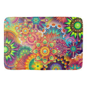 Funky Retro Pattern Abstract Bohemian Bath Mat