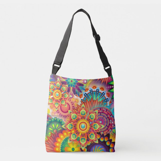 Funky Retro Pattern Abstract Bohemian Crossbody Bag (Front)