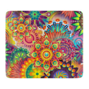 Funky Retro Pattern Abstract Bohemian Cutting Board