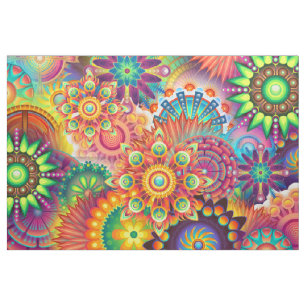 Funky Retro Pattern Abstract Bohemian Fabric