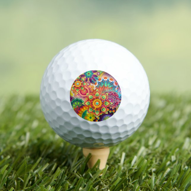 Funky Retro Pattern Abstract Bohemian Golf Balls (Insitu Tee)