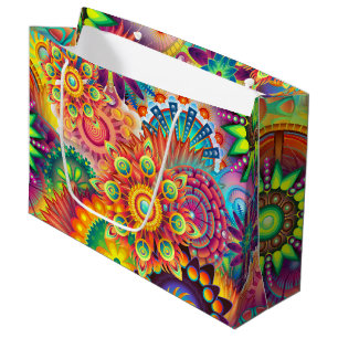 Funky Retro Pattern Abstract Bohemian Large Gift Bag