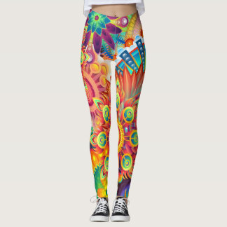 Funky Retro Pattern Abstract Bohemian Leggings