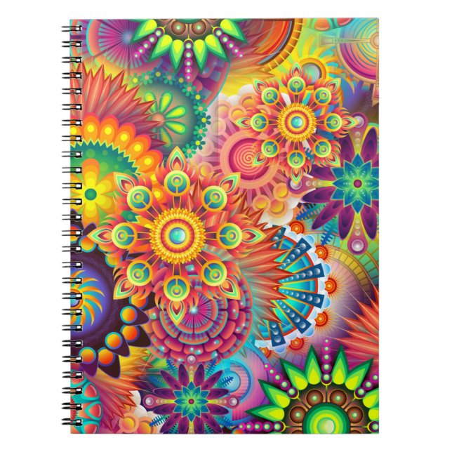 Funky Retro Pattern Abstract Bohemian Notebook (Front)