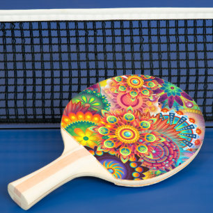 Funky Retro Pattern Abstract Bohemian Ping Pong Paddle