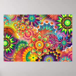 Funky Retro Pattern Abstract Bohemian Poster