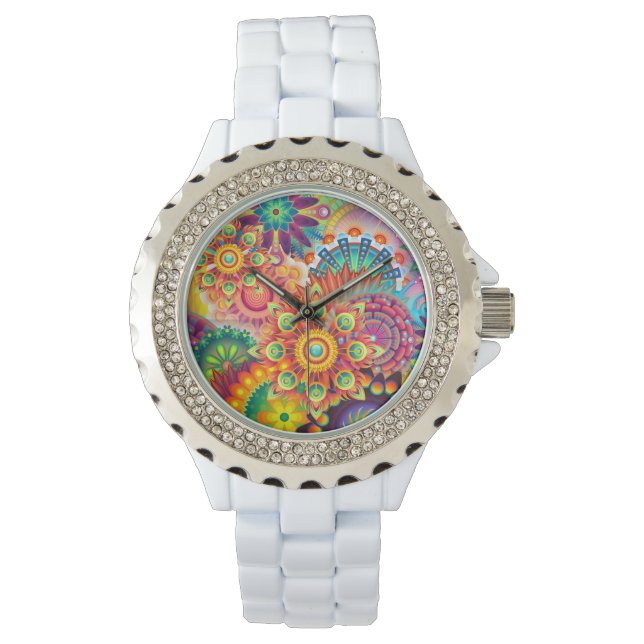 Funky Retro Pattern Abstract Bohemian Watch (Front)