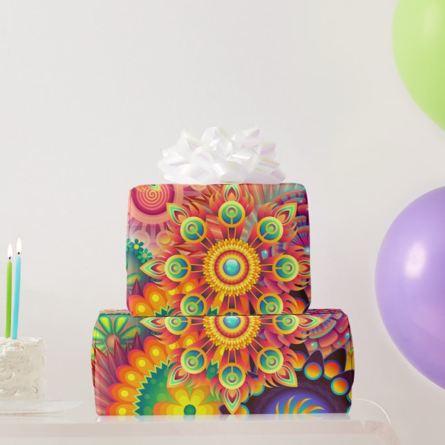 Funky Retro Pattern Abstract Bohemian Wrapping Paper (Party Gifts)