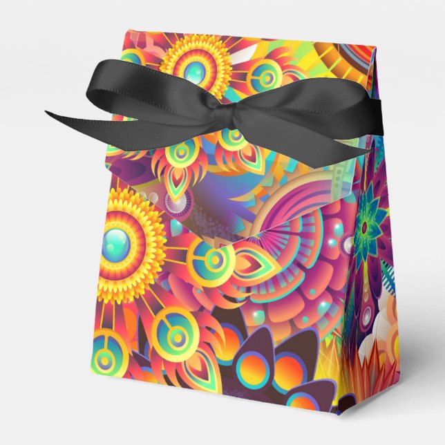 Funky Retro Pattern Abstract Boho Favour Box (Front Side)