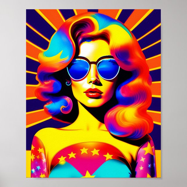 Funky Retro Pop Art Fashion Poster (Front)