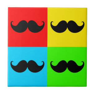 Funky Retro Pop Art Moustache Moustache Stache Ceramic Tile