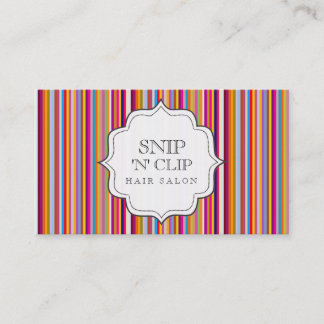 Funky Retro Rainbow Stripes Hair Stylist Fashion Appointment Card