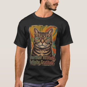Funky Retro Shorthair Cat Sunglasses Art T-Shirt