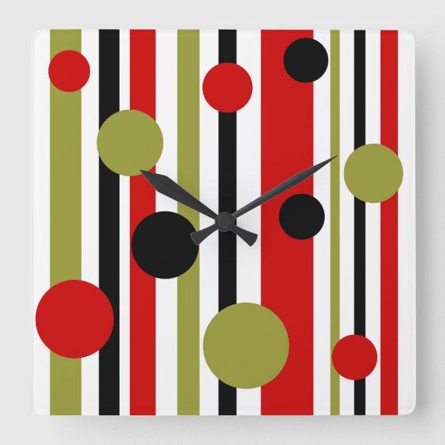 Funky retro stripes and dots clock (Front)