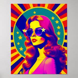 Funky Retro Sunglasses Pop Girl Poster