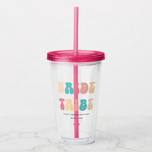 Funky Retro Vintage Bride Tribe Bachelorette Party Acrylic Tumbler