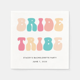 Funky Retro Vintage Bride Tribe Bachelorette Party Napkin