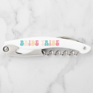 Funky Retro Vintage Bride Tribe Bridesmaid Corkscrew