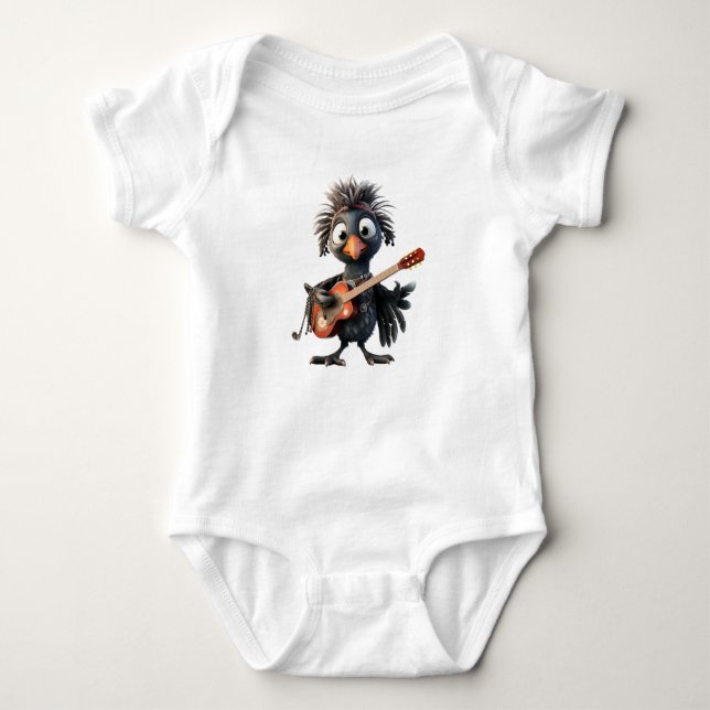 Funky Rocker Bird Baby Bodysuit (Front)