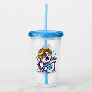 Funky Rockstar Cat – Cool Music Lover Kitty Acrylic Tumbler