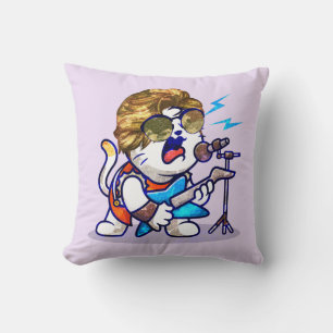 Funky Rockstar Cat – Cool Music Lover Kitty Cushion
