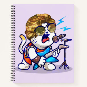 Funky Rockstar Cat – Cool Music Lover Kitty Notebook
