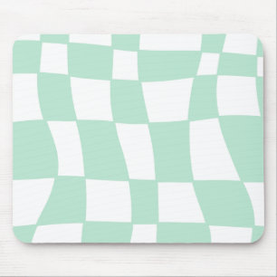funky sage green checkered mouse pad