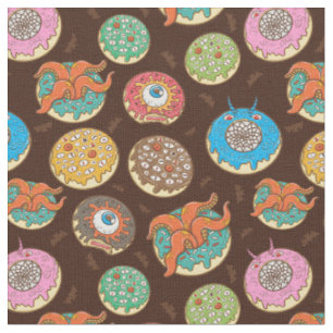 Funky Scary Halloween Doughnuts Pattern Fabric