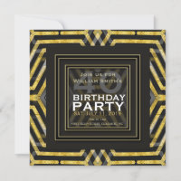 Funky Scifi Black Gold Geometry 40th Birthday