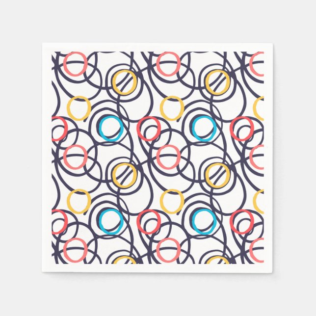 Funky Scribbled Doodles  Napkin (Front)