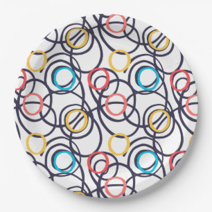 Funky Scribbled Doodles Paper Plate