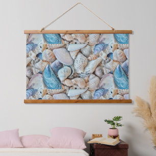 Funky Sea Shells Holiday Seaside Pattern Hanging Tapestry