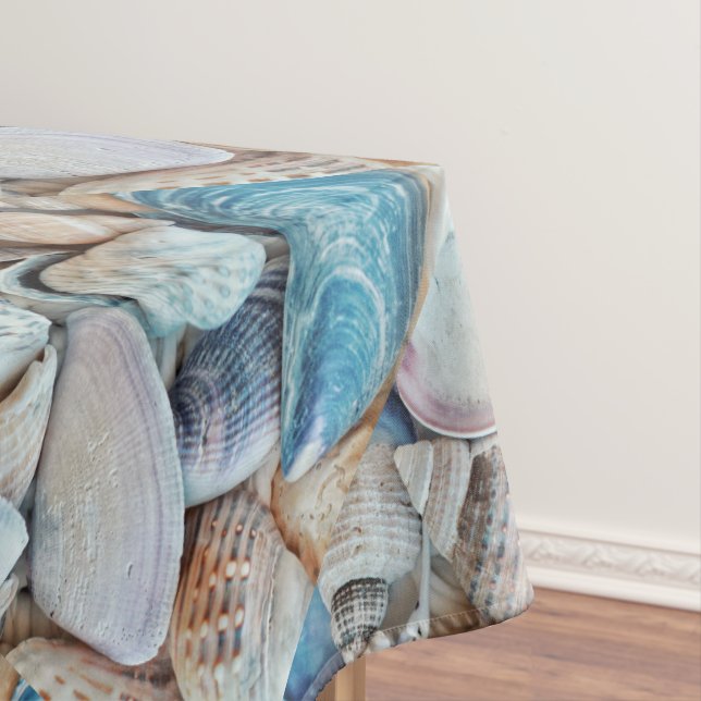 Funky Sea Shells Holiday Seaside Pattern  Tablecloth (In Situ)