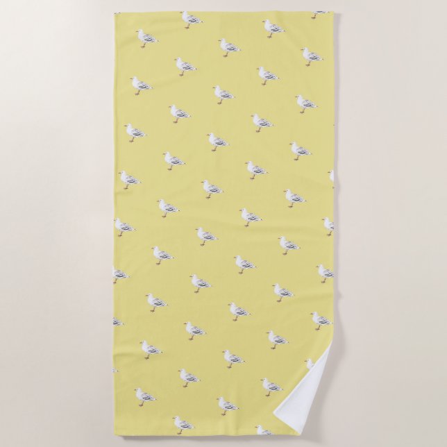 Funky Seagulls Pattern Beach Towel (Front)