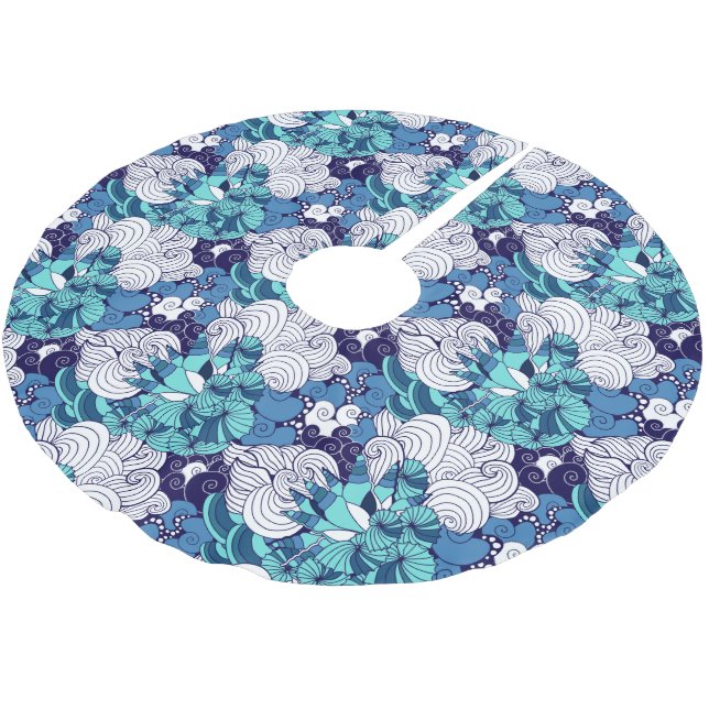 Funky Seashell Pattern Brushed Polyester Tree Skirt (Angled)