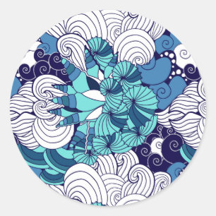 Funky Seashell Pattern Classic Round Sticker