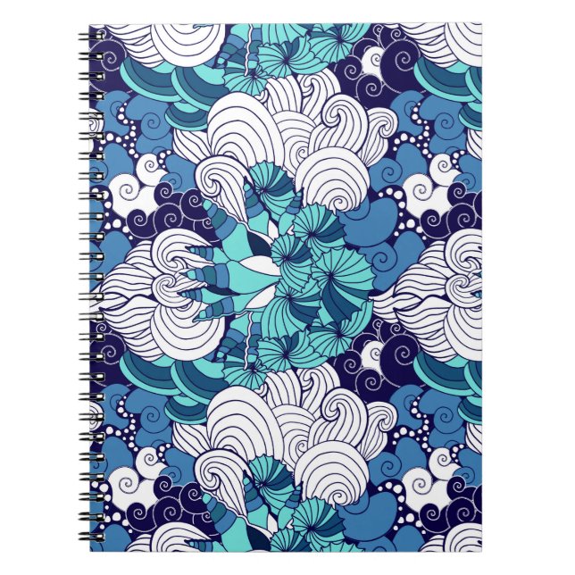 Funky Seashell Pattern Notebook (Front)