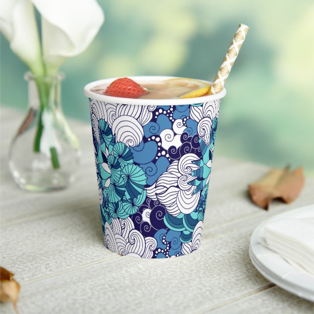 Funky Seashell Pattern Paper Cups (Insitu)