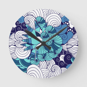 Funky Seashell Pattern Round Clock
