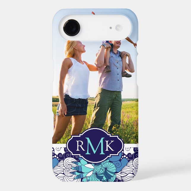 Funky Seashell Pattern| Your Photo & Monogram Case-Mate iPhone Case (Back)