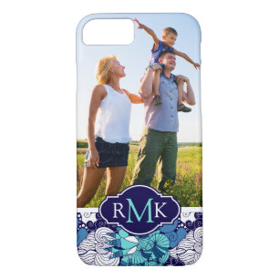 Funky Seashell Pattern  Your Photo & Monogram iPhone 8/7 Case